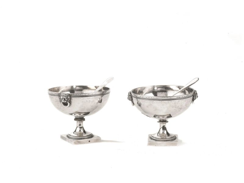 COPPIA DI SALIERE, SECOLO XIX  - Auction Fine silver, Coins and Medals, Books - Pandolfini Casa d'Aste