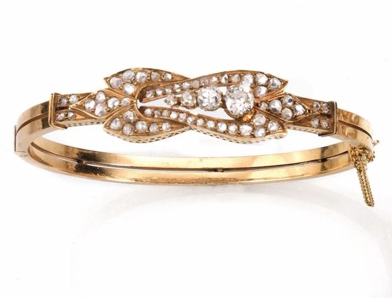 Bracciale, fine sec. XIX, in oro rosa e diamanti  - Auction Important Jewels and Watches - I - Pandolfini Casa d'Aste