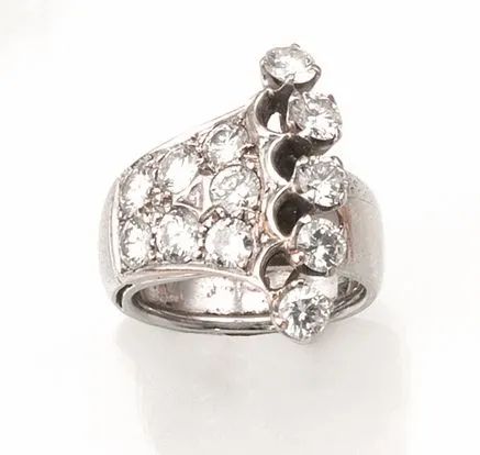 Anello in oro bianco e diamanti  - Auction Important Jewels and Watches - I - Pandolfini Casa d'Aste