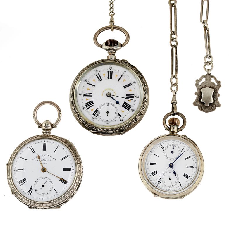 



THREE SILVER POCKET WATCHES  - Auction WATCHES - Pandolfini Casa d'Aste