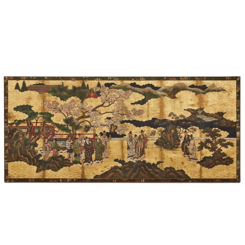 A JAPANESE SCREEN, 19TH CENTURY  - Auction INTERNATIONAL FINE ART AND AN IMPORTANT COLLECTION OF PENDULES “AU BON SAUVAGE” - Pandolfini Casa d'Aste