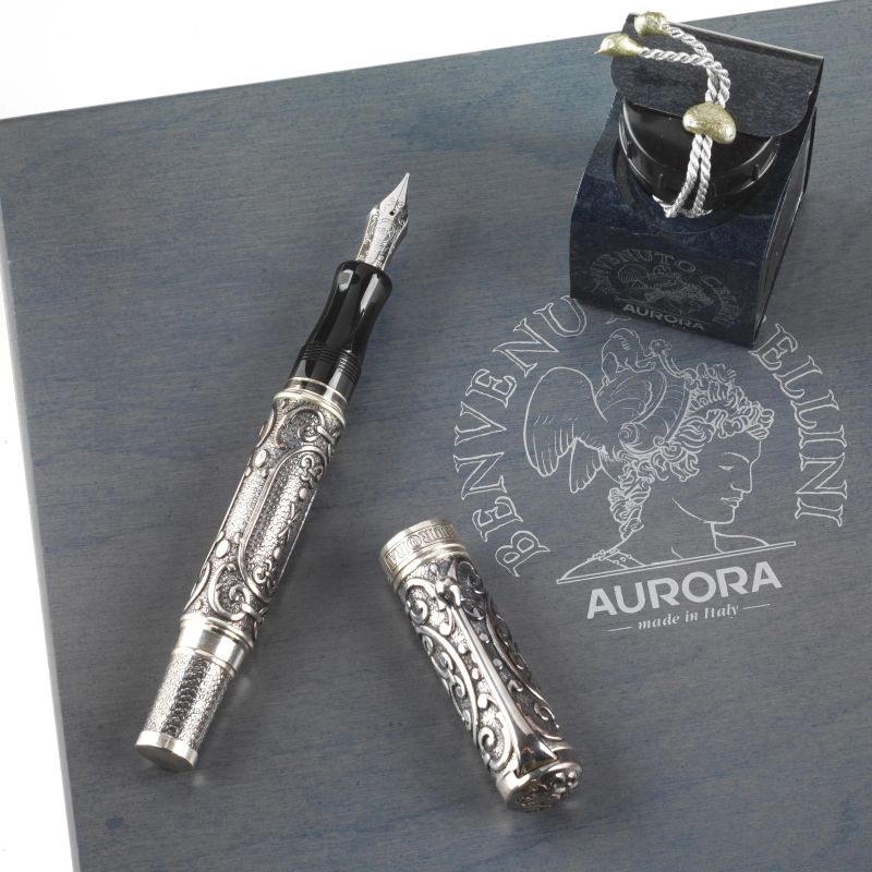 AURORA &quot;BENVENUTO CELLINI&quot; LIMITED EDITION SILVER FOUNTAIN PEN N. 0344/1919  - Auction ONLINE AUCTION | WATCHES AND PENS - Pandolfini Casa d'Aste