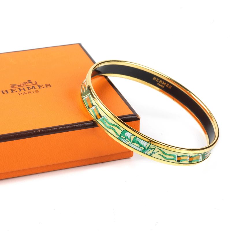 Hermes : HERMES ENAMEL BANGLE  - Auction VINTAGE FASHION: HERMES, LOUIS VUITTON AND OTHER GREAT MAISON BAGS AND ACCESSORIES - Pandolfini Casa d'Aste