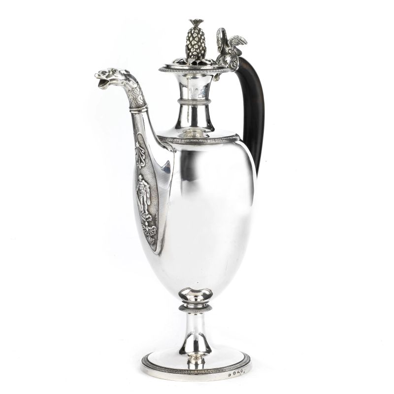 A LARGE SILVER COFFEE POT, MILAN; 1830 CIRCA, MARK OF EMANUELE CABER AND MARK OF FLORENCE OF 19TH CENTURY  - Auction ITALIAN AND EUROPEAN SILVER - Pandolfini Casa d'Aste