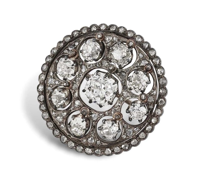 DIAMOND BROOCH IN GOLD AND SILVER  - Auction JEWELS - Pandolfini Casa d'Aste