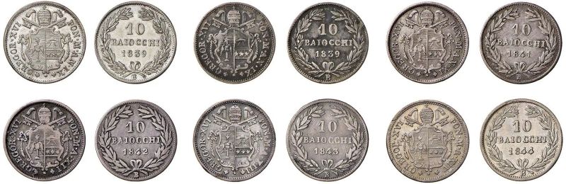 GREGORIO XVI (BARTOLOMEO ALBERTO CAPPELLARI 1831 - 1846), 6 PAOLI  - Auction Collectible coins and medals. From the Middle Ages to the 20th century. - Pandolfini Casa d'Aste