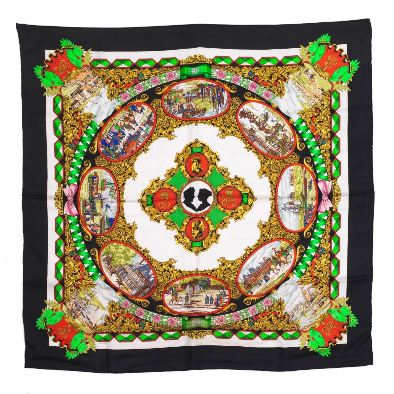 HERMES &quot;L'ENTENTE CORDIALE&quot; SCARF  - Auction VINTAGE FASHION: HERMES, LOUIS VUITTON AND OTHER GREAT MAISON BAGS AND ACCESSORIES - Pandolfini Casa d'Aste