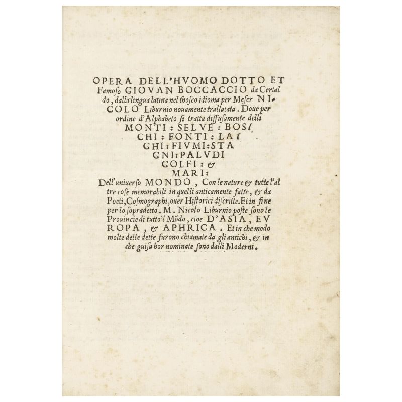 First Italian edition of De Montibus  - Auction BOOKS, MANUSCRIPTS AND AUTOGRAPHS - Pandolfini Casa d'Aste