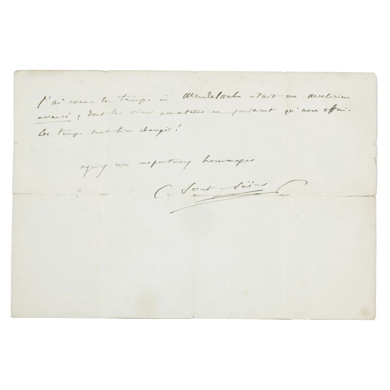 Saint-Saens, Camille. Lettera autografa firmata  - Asta LIBRI, MANOSCRITTI, AUTOGRAFI E STAMPE - Pandolfini Casa d'Aste