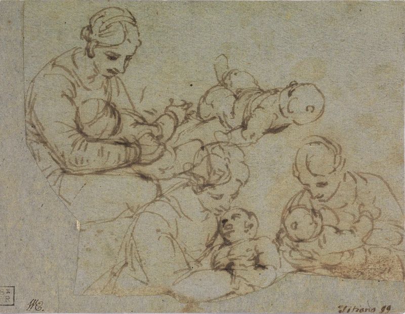      Scuola genovese, inizio sec. XVII   - Auction Works on paper: 15th to 19th century drawings, paintings and prints - Pandolfini Casa d'Aste