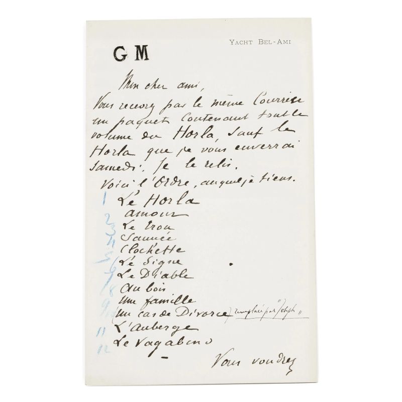 A fine example of the relationship between Maupassant and his publisher Ollendorf  - Auction BOOKS, MANUSCRIPTS,  AUTOGRAPHS AND PRINTS - Pandolfini Casa d'Aste