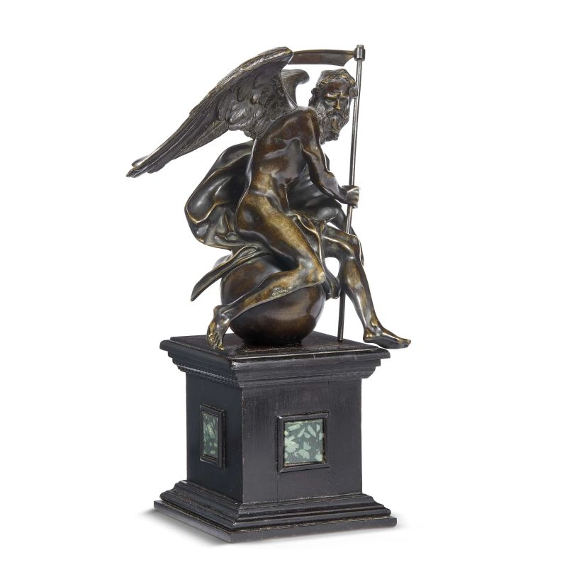 French, 18th century, Kronos, bronze, h. 18 cm on a wooden base 30 cm (overall)  - Auction Sculptures and works of art from the middle ages to the 19th century - Pandolfini Casa d'Aste