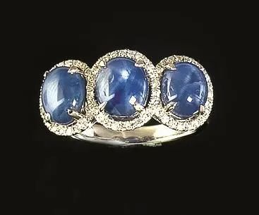 ANELLO IN ORO BIANCO, ZAFFIRI STELLATI E DIAMANTI  - Auction Fine Jewels and Watches - Pandolfini Casa d'Aste