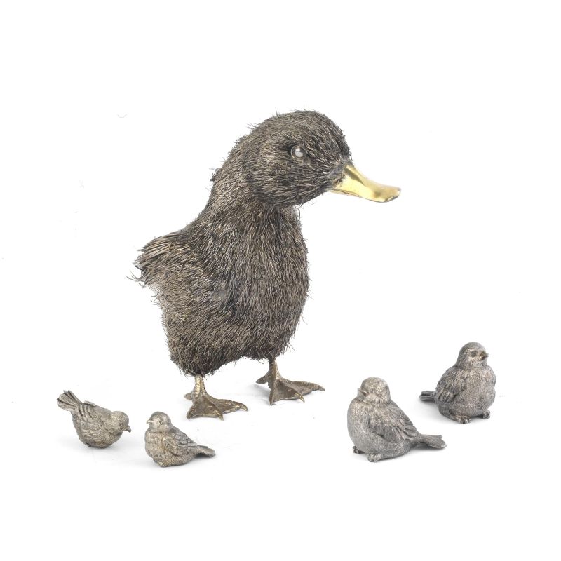 MARIO BUCCELLATI, A SILVER DUCK AND FOUR SPARROWS  - Auction TIME AUCTION| SILVER - Pandolfini Casa d'Aste