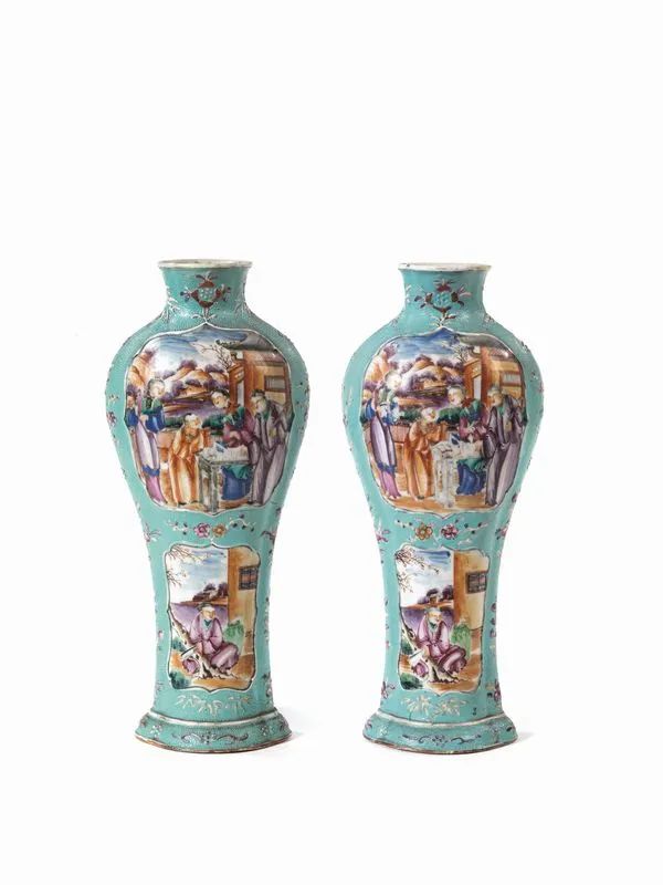COPPIA DI VASI, CINA, DINASTIA QING, PERIODO QIANLONG (1736-95)  - Auction Asian Art - Pandolfini Casa d'Aste