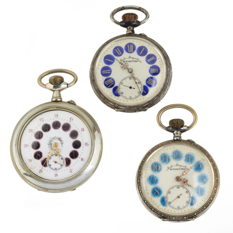 



THREE SILVER AND METAL POCKET WATCHES  - Auction WATCHES - Pandolfini Casa d'Aste