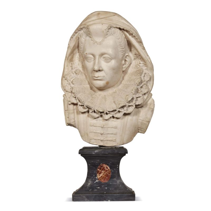 Nordic school, 17th century, a female bust, white marble  - Auction GIOVANNI PRATESI | HOMO FABER PART II - Pandolfini Casa d'Aste