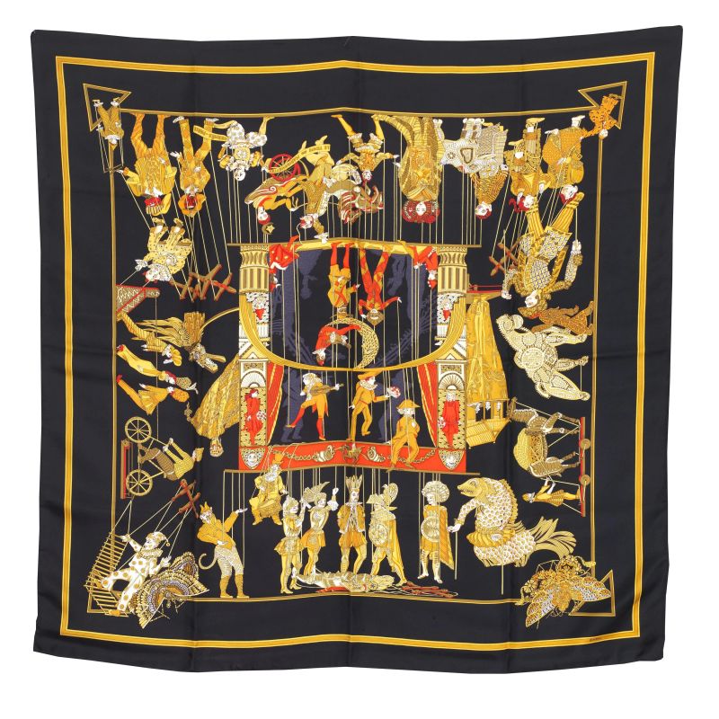 HERMES FOULARD &quot;IL TEMPO DEI BURATTINI&quot;  - Asta VINTAGE: BORSE E ACCESSORI DI HERMES, LOUIS VUITTON E ALTRE GRANDI MAISON - Pandolfini Casa d'Aste