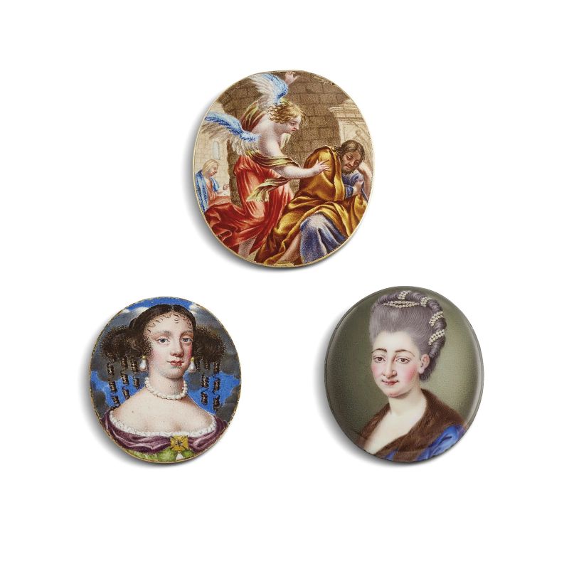 THREE ENAMEL MINIATURES  - Auction JEWELS - Pandolfini Casa d'Aste