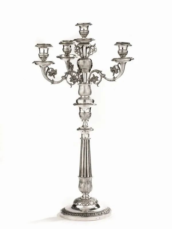 CANDELABRO, ROMA, 1860 CIRCA, ARGENTIERE PIETRO BIAZZI  - Asta ARGENTI ITALIANI ED EUROPEI ED OBJETS DE VERTU - Pandolfini Casa d'Aste