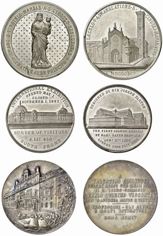 TRE MEDAGLIE VARIE IN ARGENTO E METALLO BIANCO  - Auction Collectible coins and medals. From the Middle Ages to the 20th century. - Pandolfini Casa d'Aste