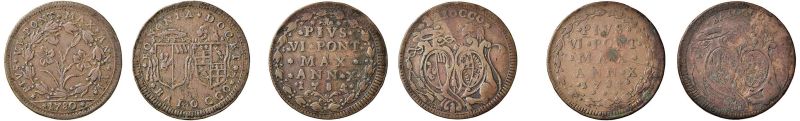 PIO VI (GIOVANNI ANGELO BRASCHI 1775 - 1799), 3 BAIOCCHI  - Auction Collectible coins and medals. From the Middle Ages to the 20th century. - Pandolfini Casa d'Aste