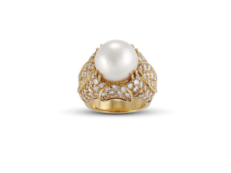 ANELLO IN ORO GIALLO CON PERLA SOUTH SEA  - Auction FINE JEWELS - Pandolfini Casa d'Aste