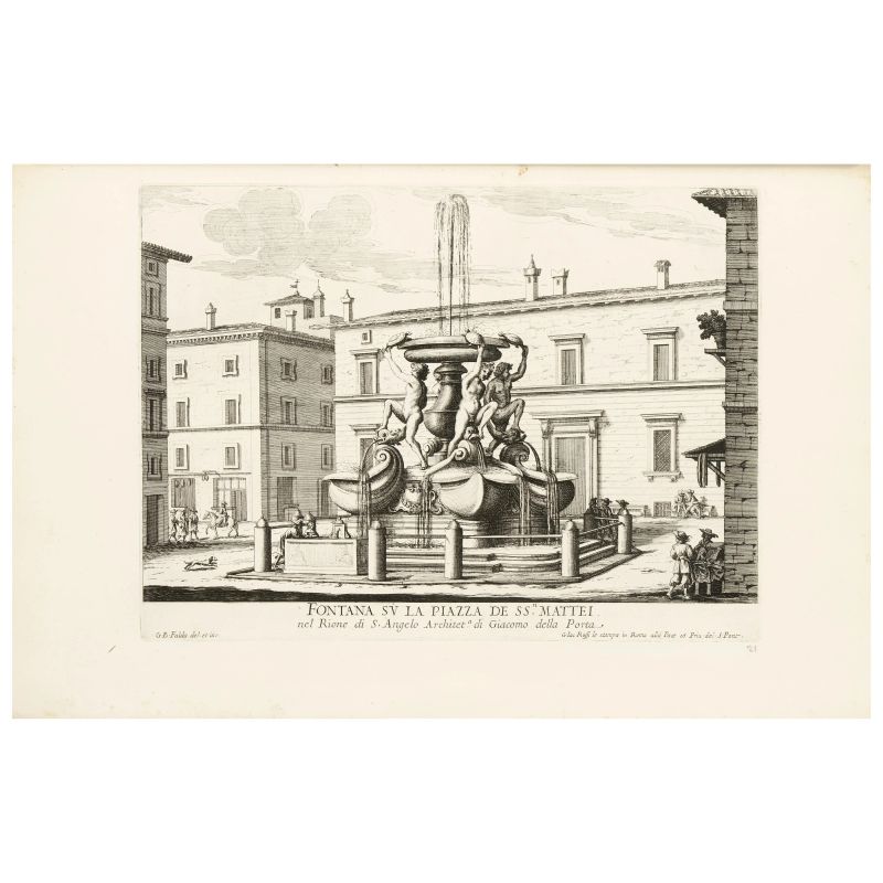 Falda, Giovanni Battista. Le fontane di Roma nelle piazze e luoghi pubblici. Legato con Le fontane delle ville di Frascati. Lagato con: Le fontane ne’ palazzi e ne’ giardini di Roma. Roma, de’ Rossi, [circa 1675-89].   - Asta LIBRI, MANOSCRITTI, AUTOGRAFI E STAMPE - Pandolfini Casa d'Aste