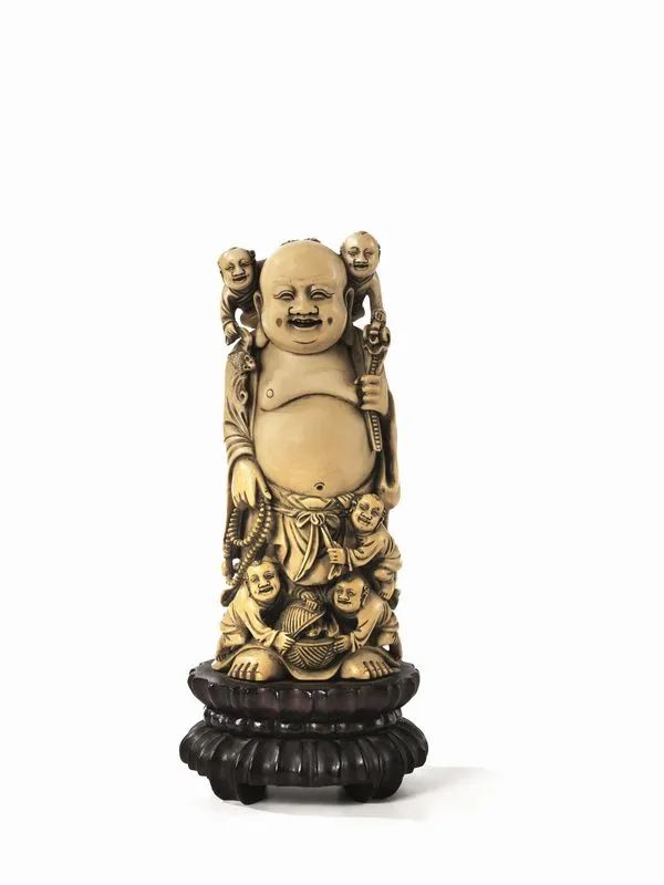 BUDAI IN AVORIO, CINA, DINASTIA QING, SEC XIX  - Auction Asian Art - Pandolfini Casa d'Aste