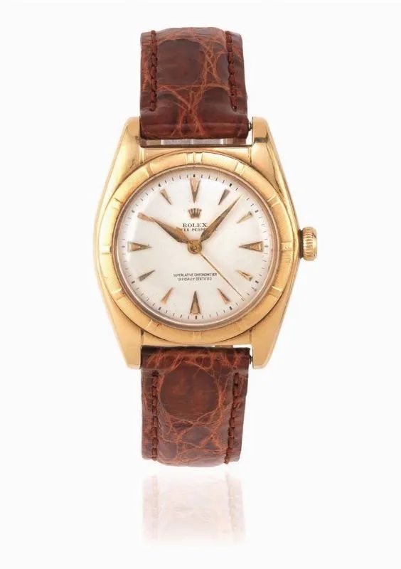 OROLOGIO DA POLSO ROLEX OYSTER PERPETUAL &lsquo;OVETTO&rsquo;, REF. 5011, CASSA N. 658&rsquo;288, 1949 CIRCA, IN ORO GIALLO, CON SCATOLA  - Asta Gioielli e Orologi da polso e da tasca - Pandolfini Casa d'Aste