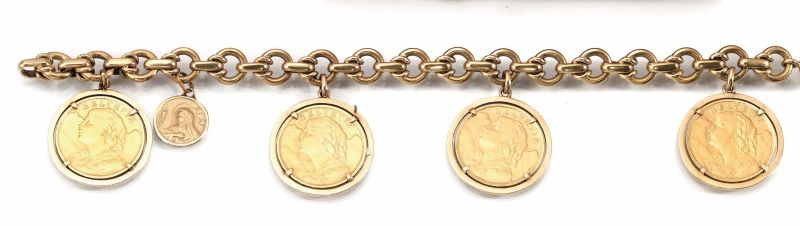 Bracciale oro giallo e monete  - Auction Important Jewels and Watches - I - Pandolfini Casa d'Aste