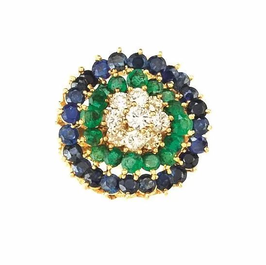 ANELLO IN ORO GIALLO, ZAFFIRI, SMERALDI E DIAMANTI  - Auction Fine Jewels and Watches - Pandolfini Casa d'Aste