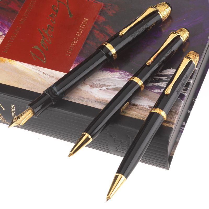 Montblanc : MONTBLANC   MEISTERST&Uuml;CK V  OLTAIRE LIMITED EDITION FOUNTAIN PEN N. 01541/20000, BALLPOINT PEN N. 01541/13000 AND PENCIL N. 01541/12000, 1995  - Auction TIMED AUCTION | WATCHES AND PENS - Pandolfini Casa d'Aste