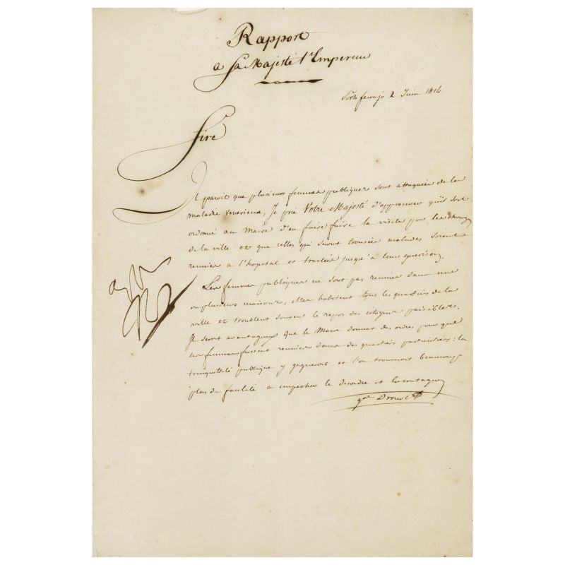 The French Emperor against the “French sickness”  - Auction BOOKS, MANUSCRIPTS AND AUTOGRAPHS - Pandolfini Casa d'Aste