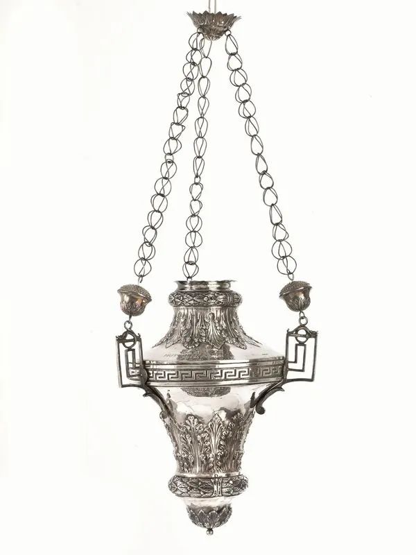 LAMPADA VOTIVA, VERONA, SECOLO XIX                                          - Auction Russian, European and Italian Silver - Pandolfini Casa d'Aste