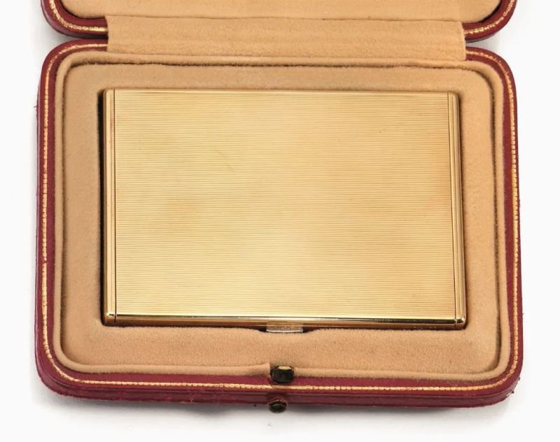 Scatolina portacipria, Cartier London, in oro giallo e diamanti, entro scatola originale  - Asta Importanti Gioielli e Orologi - I - Pandolfini Casa d'Aste