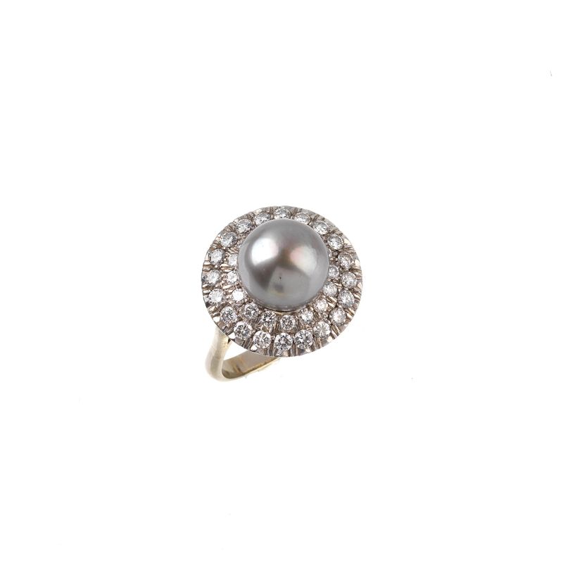



GREY PEARL AND DIAMOND RING IN 18KT WHITE GOLD AND PLATINUM  - Auction JEWELS - Pandolfini Casa d'Aste