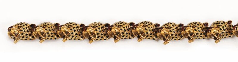 BRACCIALE IN ORO GIALLO E SMALTI  - Auction Fine Jewels and Watches - Pandolfini Casa d'Aste