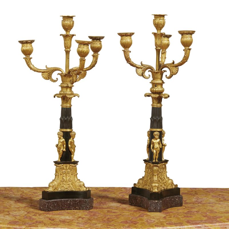 COPPIA DI CANDELABRI, FRANCIA, SECOLO XIX  - Asta International fine art - Pandolfini Casa d'Aste