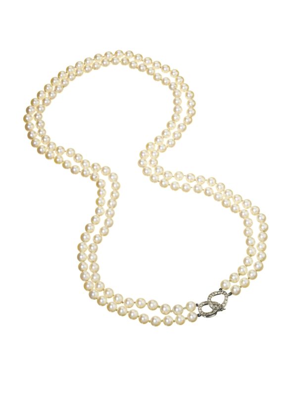 COLLANA IN PERLE ORO BIANCO E DIAMANTI  - Asta ASTA A TEMPO I GIOIELLI, OROLOGI, PENNE ED ARGENTI - Pandolfini Casa d'Aste