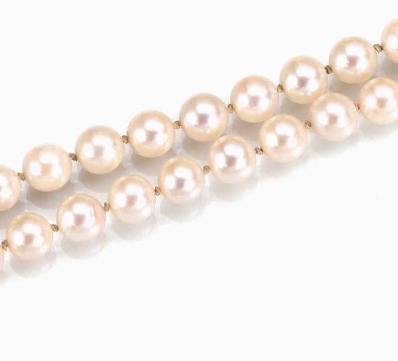 Collana in oro bianco, perle, rubini e diamanti  - Auction Important Jewels and Watches - I - Pandolfini Casa d'Aste