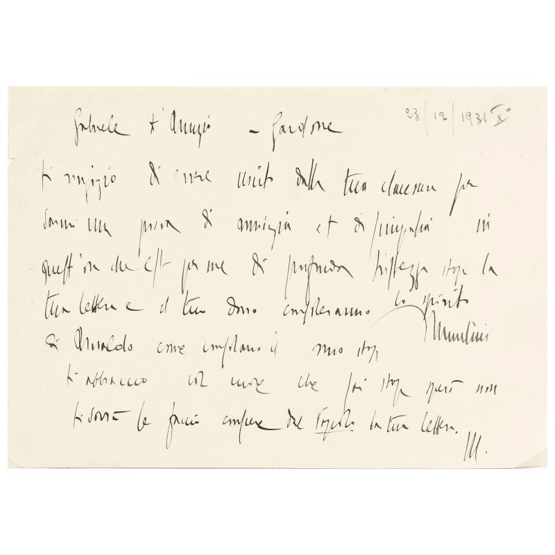 The Duce and the Vate, a story of friendship and hostility  - Auction BOOKS, MANUSCRIPTS AND AUTOGRAPHS - Pandolfini Casa d'Aste