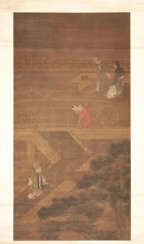 Dipinto, Cina sec. XVII dinastia Ming, su seta, raffigurante scena animata in un giardino, cm 127x67  - Auction Asian Art - Pandolfini Casa d'Aste