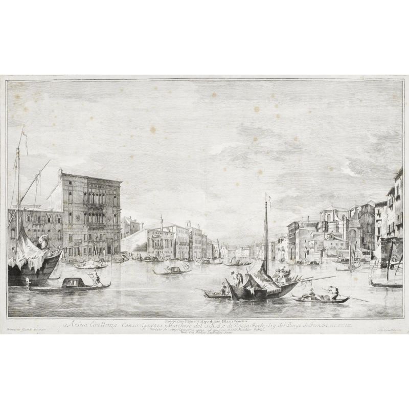 Guardi, Francesco. Prospectus Ripae vulgo dictae Blasii Venetiis. Circa 1770-80.  - Asta LIBRI, MANOSCRITTI, AUTOGRAFI E STAMPE - Pandolfini Casa d'Aste