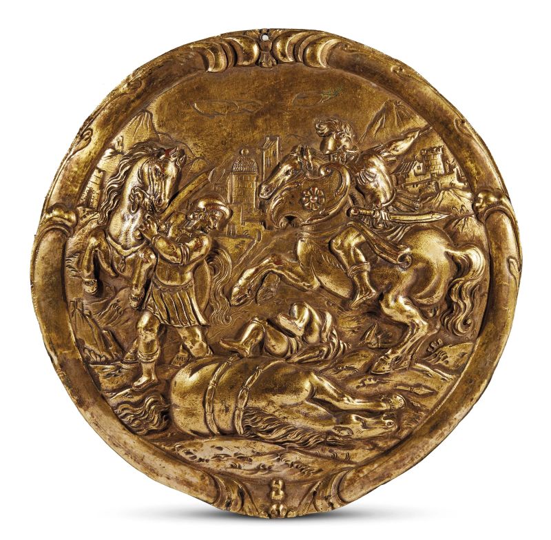 German, 17th century, A battle scene, gilt bronze  - Auction PLAQUETS, MEDALS, BRONZETS - Pandolfini Casa d'Aste