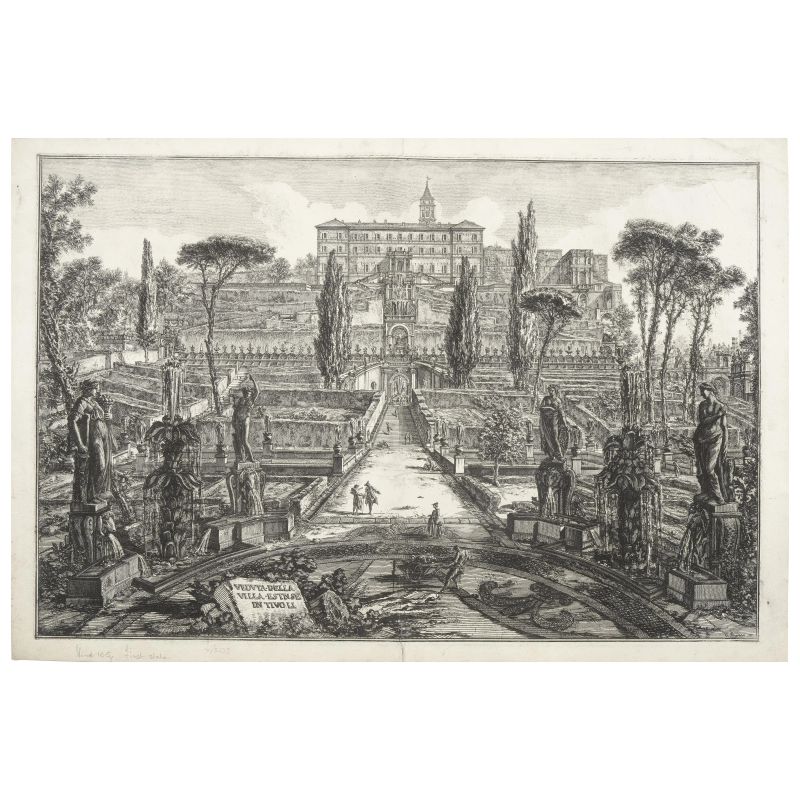 Piranesi, Giovanni Battista. Veduta della Villa Estense in Tivoli. [Roma, 1773].  - Asta LIBRI, MANOSCRITTI, AUTOGRAFI E STAMPE - Pandolfini Casa d'Aste