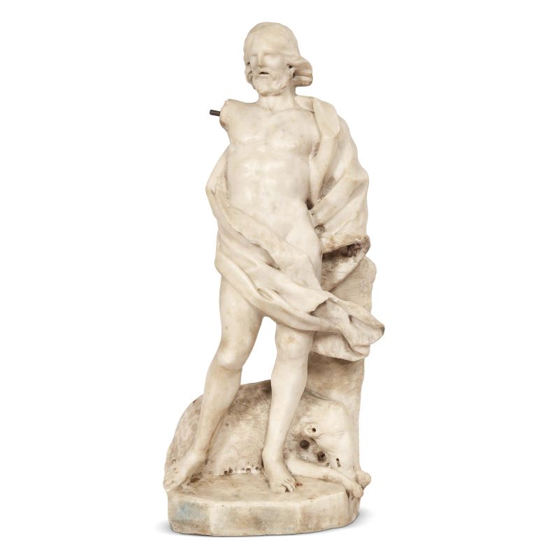 Venice, late 17th century, Saint Jonh the Baptist, white marble  - Auction SCULPTURES AND WORKS OF ART FROM MIDDLE AGE TO 19TH CENTURY - Pandolfini Casa d'Aste