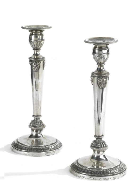 COPPIA DI CANDELIERI, FIRENZE, SECOLO XIX  - Auction ITALIAN AND EUROPEAN SILVER - Pandolfini Casa d'Aste