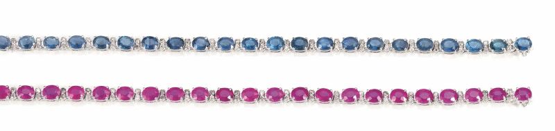 Bracciale in oro bianco, rubini e diamanti  - Auction Important Jewels and Watches - I - Pandolfini Casa d'Aste