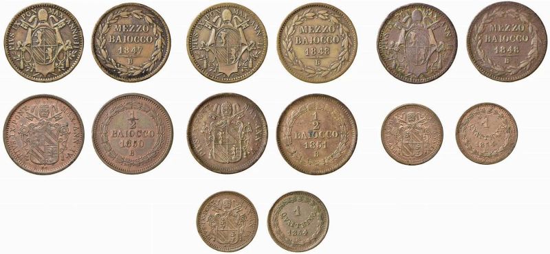 PIO IX (GIOVANNI MARIA MASTAI-FERRETTI 1846 - 1878), 7 MONETE  - Auction Collectible coins and medals. From the Middle Ages to the 20th century. - Pandolfini Casa d'Aste